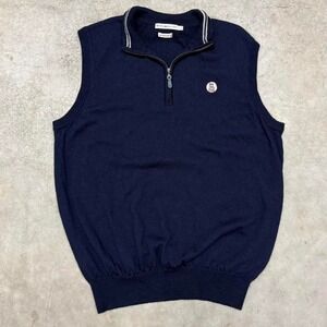 Peter Millar Men's Merino Wool Golf Quarter Zip Vest Sweater Robert A Gray Rag